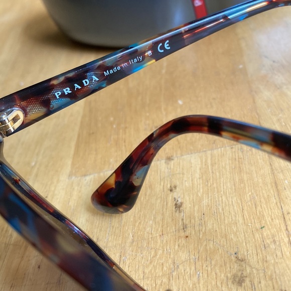 PRADA sunglasses SPR 16P NAG BROWN TEAL 140mm pre-owned, with case - Picture 2 of 13